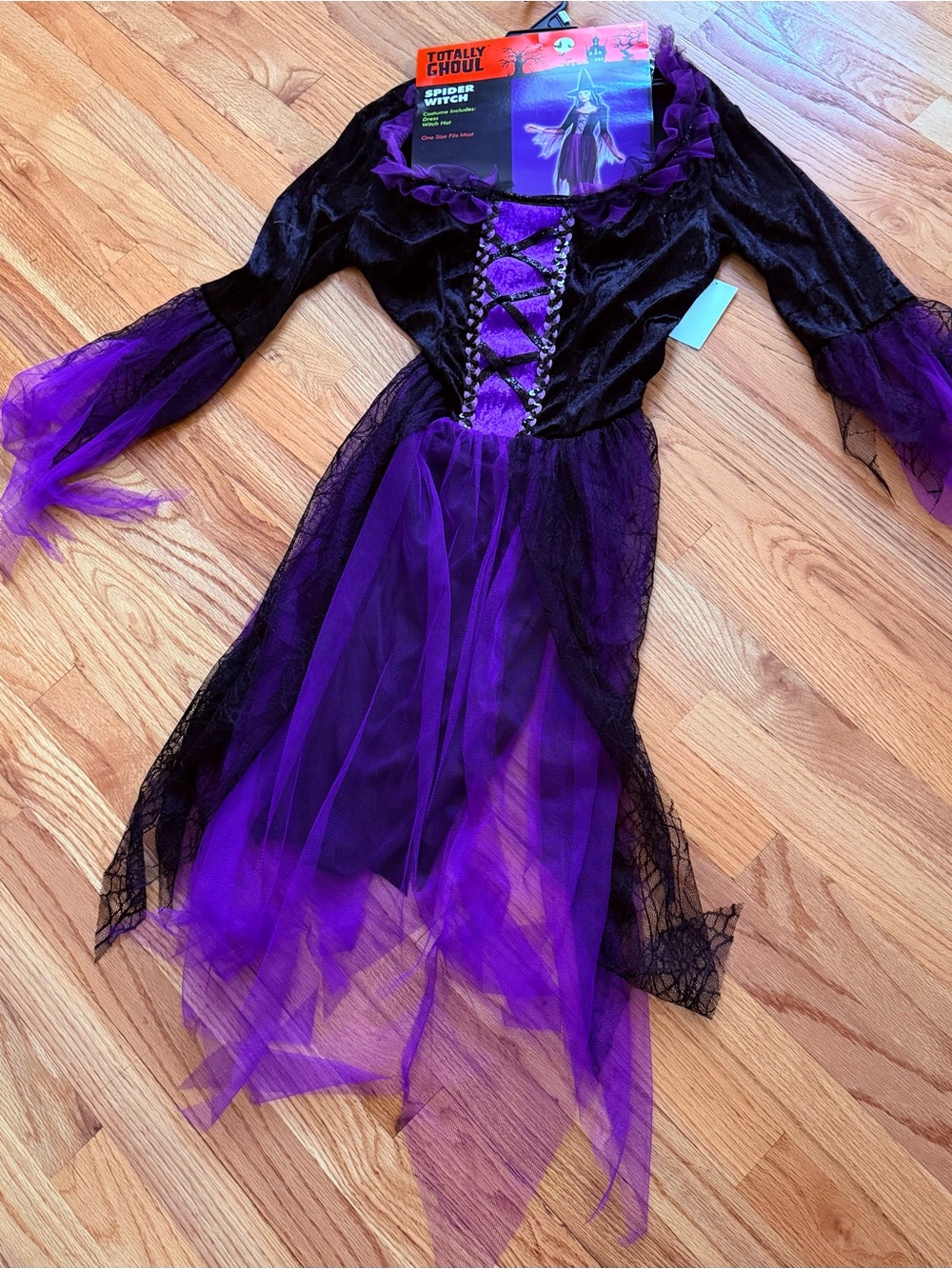 Purple & Black Spider Witch Dress for Women